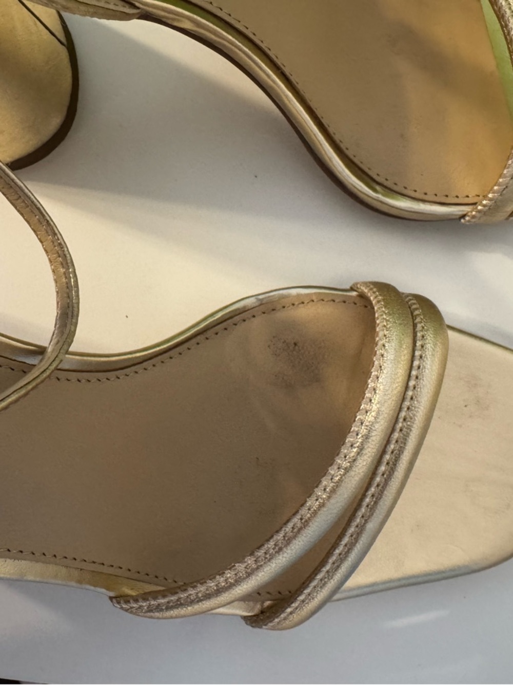 Sam Edelman Metallic Gold Strappy Block Heel Formal Sandals Size 8.5 - Picture 5 of 12